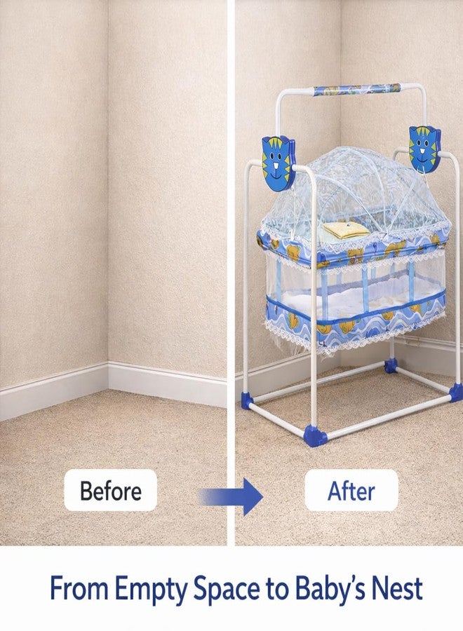 Maanit Baby Swing with Transparent Canopy for New Born Baby 0-9 Months (Blue) - Image 3